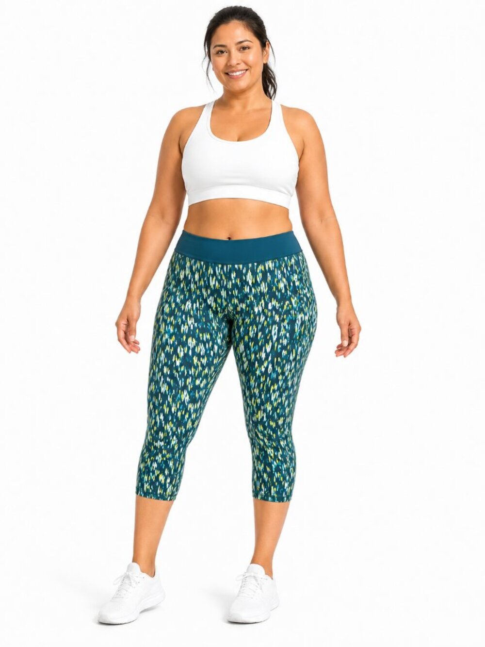Nike Dri-FIT Relay Crop Capri Leggings Running Multicolor Print Size L